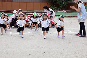 運動会の活動・かけっこ　うさぎ・りす・ことり・こあら・ぱんだ