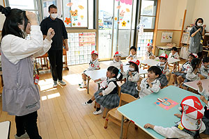 入園1日目の様子です　年少組