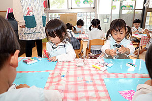 七夕の制作　滲み絵に挑戦！　ことり