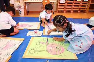 絵画教室がありました　うさぎ・りす・ことり