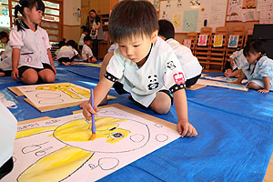 絵画教室がありました　うさぎ・りす・ことり