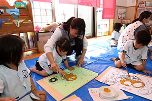 絵画教室がありました　うさぎ・りす・ことり