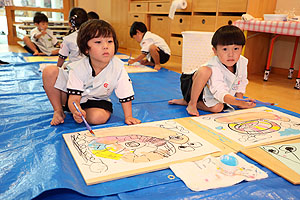 絵画教室がありました　うさぎ・りす・ことり