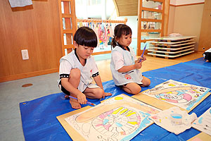 絵画教室がありました　うさぎ・りす・ことり