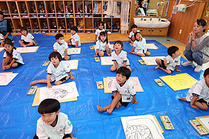 絵画教室がありました　うさぎ・りす・ことり