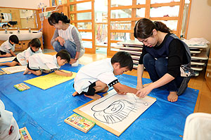 絵画教室がありました　うさぎ・りす・ことり