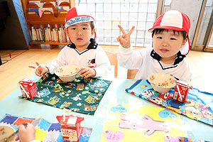 お給食の様子です　うさぎ・りす