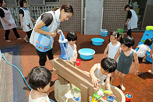 水遊び楽しかったね　あひる