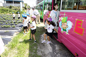 お芋の水やりに出かけました　年長組