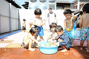 水遊び　気持ち良かったね！　あひる