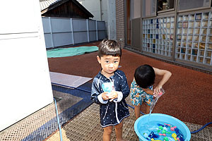 水遊び　気持ち良かったね！　あひる