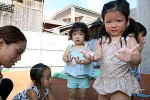 片栗粉遊び　楽しかったね　あひる