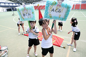 運動会予行１　　年長組　鼓笛・A・B