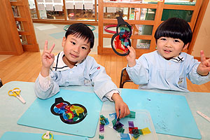 雪だるまの制作　ひまわり