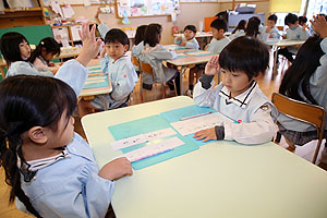 書初め大会　がんばったね！　年中組