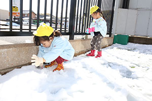 雪遊び楽しかったね　ひよこ・あひる