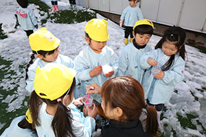 雪遊び楽しかったね　ひよこ・あひる