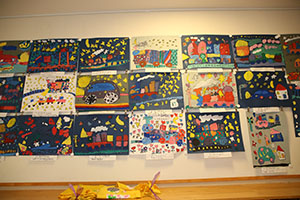 作品展の各クラスの個性あふれる作品　　　年長組
