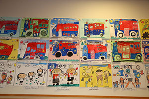 作品展の各クラスの個性あふれる作品　　　年長組