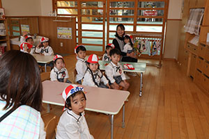 入園1日目の様子です　年少組