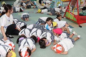 避難訓練がありました　ー地震の場合ー