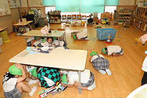 避難訓練がありました　ー地震の場合ー