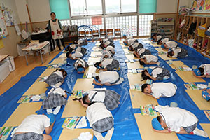 避難訓練がありました　ー地震の場合ー