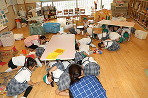避難訓練がありました　ー地震の場合ー
