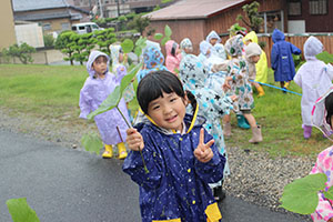 雨の日散歩にでかけました　ひまわり