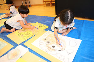 絵画教室　素敵なお父さんが描けました　　こあら・ぱんだ・きりん