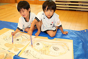 絵画教室　素敵なお父さんが描けました　　こあら・ぱんだ・きりん