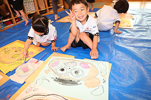 絵画教室　素敵なお父さんが描けました　　こあら・ぱんだ・きりん