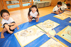絵画教室　素敵なお父さんが描けました　　こあら・ぱんだ・きりん