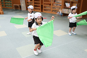 運動会　リズム活動の練習　ひまわり・さくら・たんぽぽ