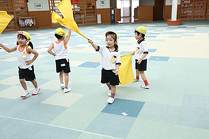 運動会　リズム活動の練習　ひまわり・さくら・たんぽぽ