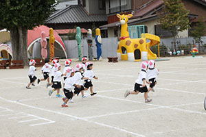 運動会の活動　かけっこ　　年少組