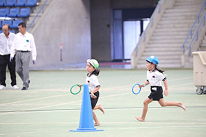 運動会予行　　年長組　リレー