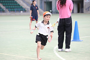 運動会予行　　年長組　リレー