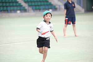 運動会予行　　年長組　リレー