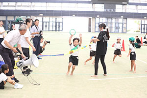 運動会予行　　年長組　リレー