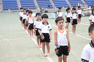 運動会予行　　年長組　組体操