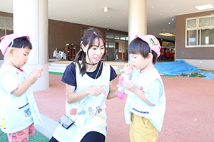 シャボン玉をしました　ひよこ