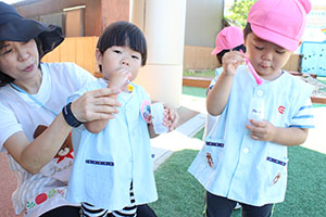 シャボン玉をしました　ひよこ