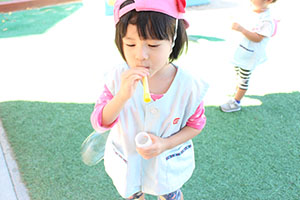 シャボン玉をしました　ひよこ