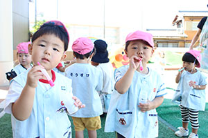 シャボン玉をしました　ひよこ