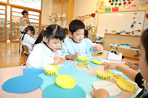 冬の制作　雪だるま　さくら