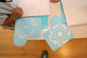 冬の制作　ブーツ　たんぽぽ