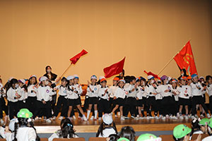 柿安シティーホールでリズム予行　年長Aチーム（C・Ｄ・Ｅ）