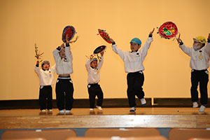 柿安シティーホールでリズム予行  年中Bチーム（ひまわり・さくら・たんぽぽ）