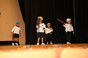 柿安シティーホールでリズム予行  年中Bチーム（ひまわり・さくら・たんぽぽ）